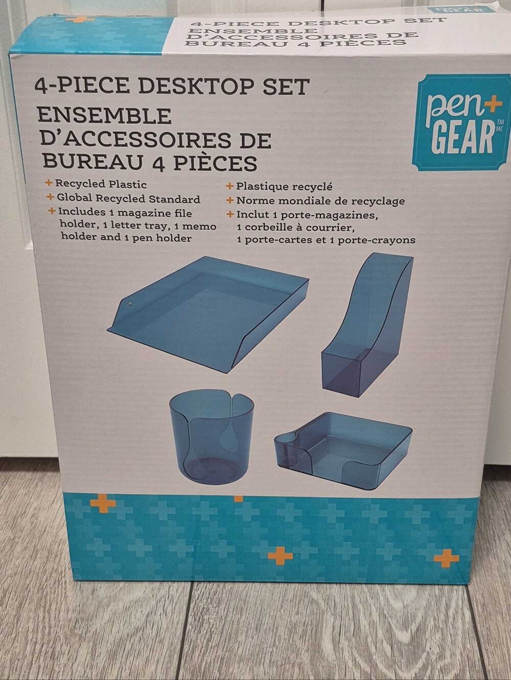 4-Piece Home Office Desktop Set in Blue
